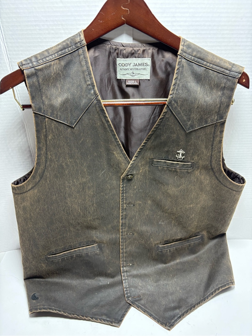 Cody James Men's Brown Waxed Canvas Vest